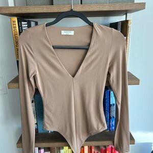 Aritzia Babaton Tan Long Sleeve Bodysuit
